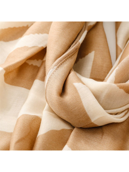 Scarvii - Modern Stripe Print Tassel Scarf