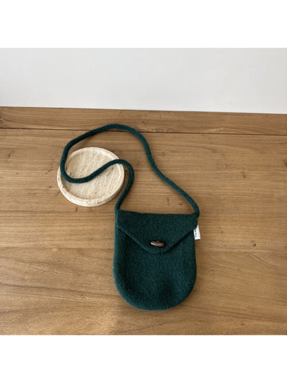 Cosbai - Rounded Knit Crossbody Bag with Button Flap