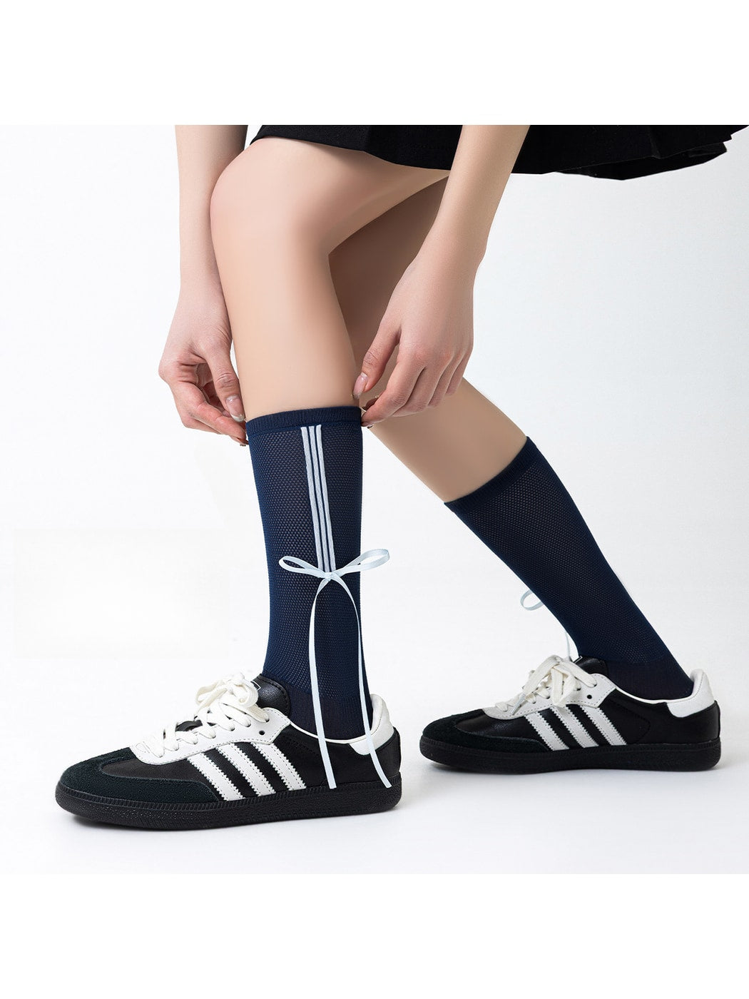 Rufia - Striped and Bow Patterns Crew Socks