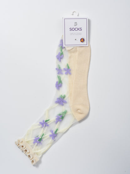 Rufia - Soft Sheer Floral Vine Crew Socks product image 3