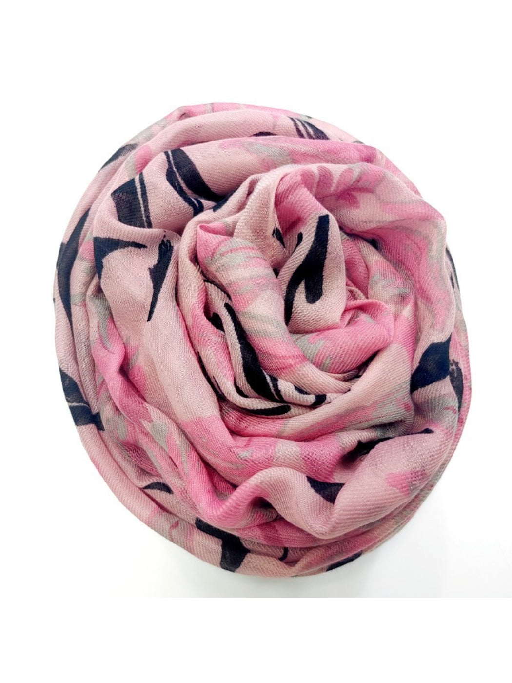Scarvii - Pink Botanical Leaf Print Soft Scarf