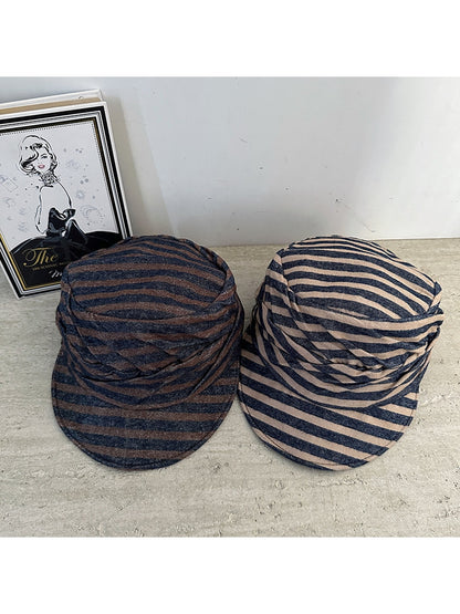 Haila - Foldable Striped Curved Brim Painter Cap