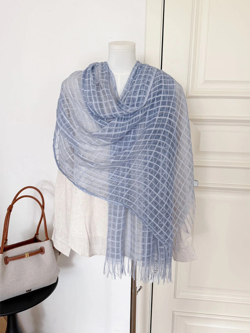 Scarvii - Sheer Open-Weave Fringed Scarf