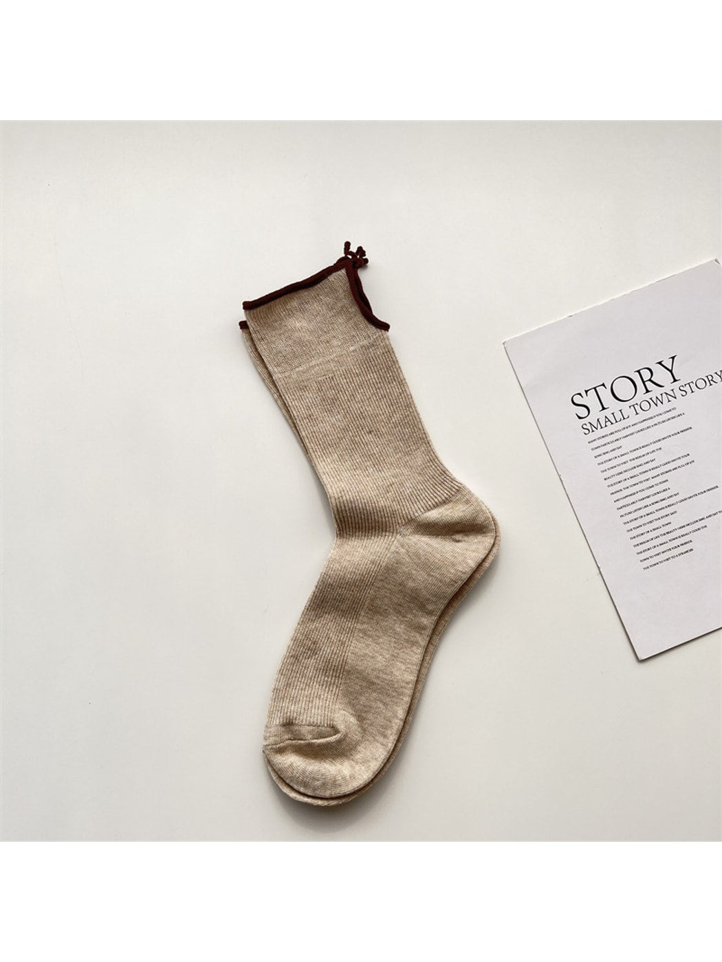 Rufia - Pastel Solid Ribbed Fashion Crew Socks