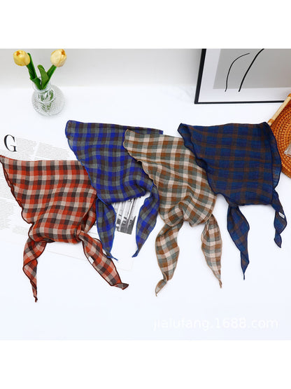 Scarvii - Retro Plaid Lightweight Triangle Bandana
