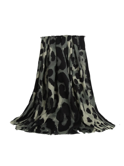 Scarvii - Abstract Leopard Print Fringe Scarf