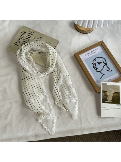 Scarvii - Muted Lace Polka Dots Pattern Scarf