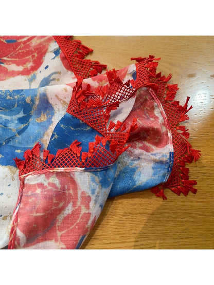 Scarvii - Two-Tone Rose Print Summer Wrap Scarf