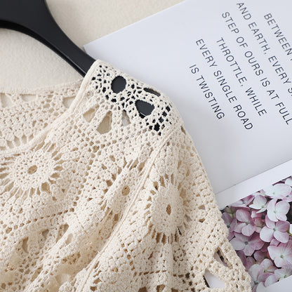 Crosa Crochet Hollow Out Cardigan for Women color options including WHITE, BEIGE