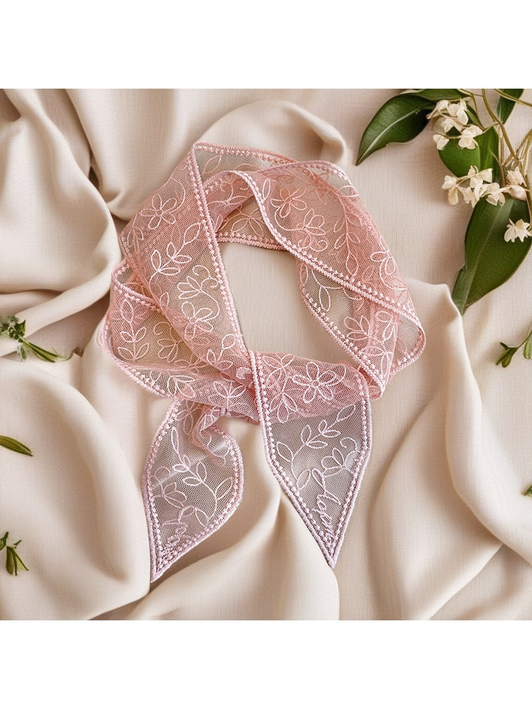 Scarvii - Sweet Floral Lace Ribbon Styling Scarf