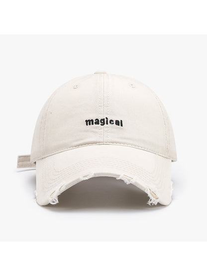 Haila - Embroidered Distressed Curved Brim Baseball Cap