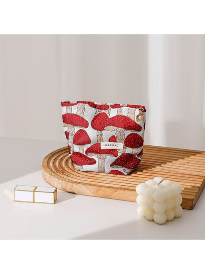 Cosbai - Floral Mushroom Zippered Cosmetic Bag