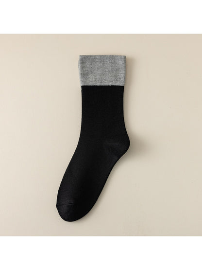 Rufia - Neutral Two-tone Color Block Crew Socks