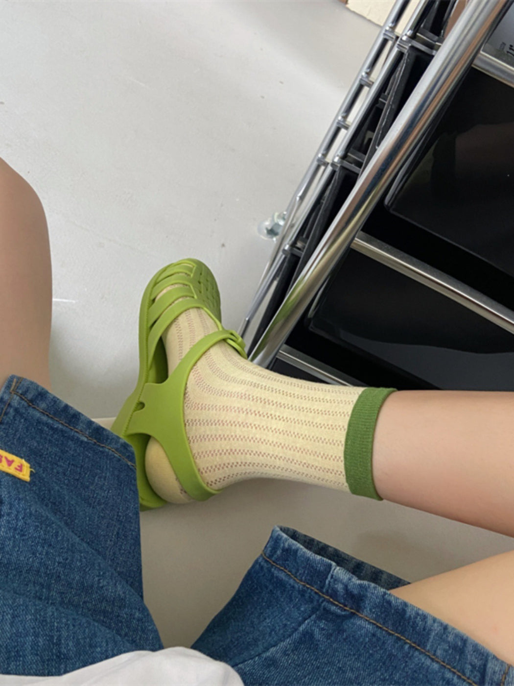 Rufia - Ribbed Mesh Contrast Crew Socks product image 12