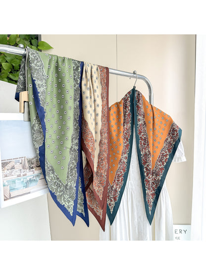 Scarvii - Vintage Floral Border Triangle Scarf