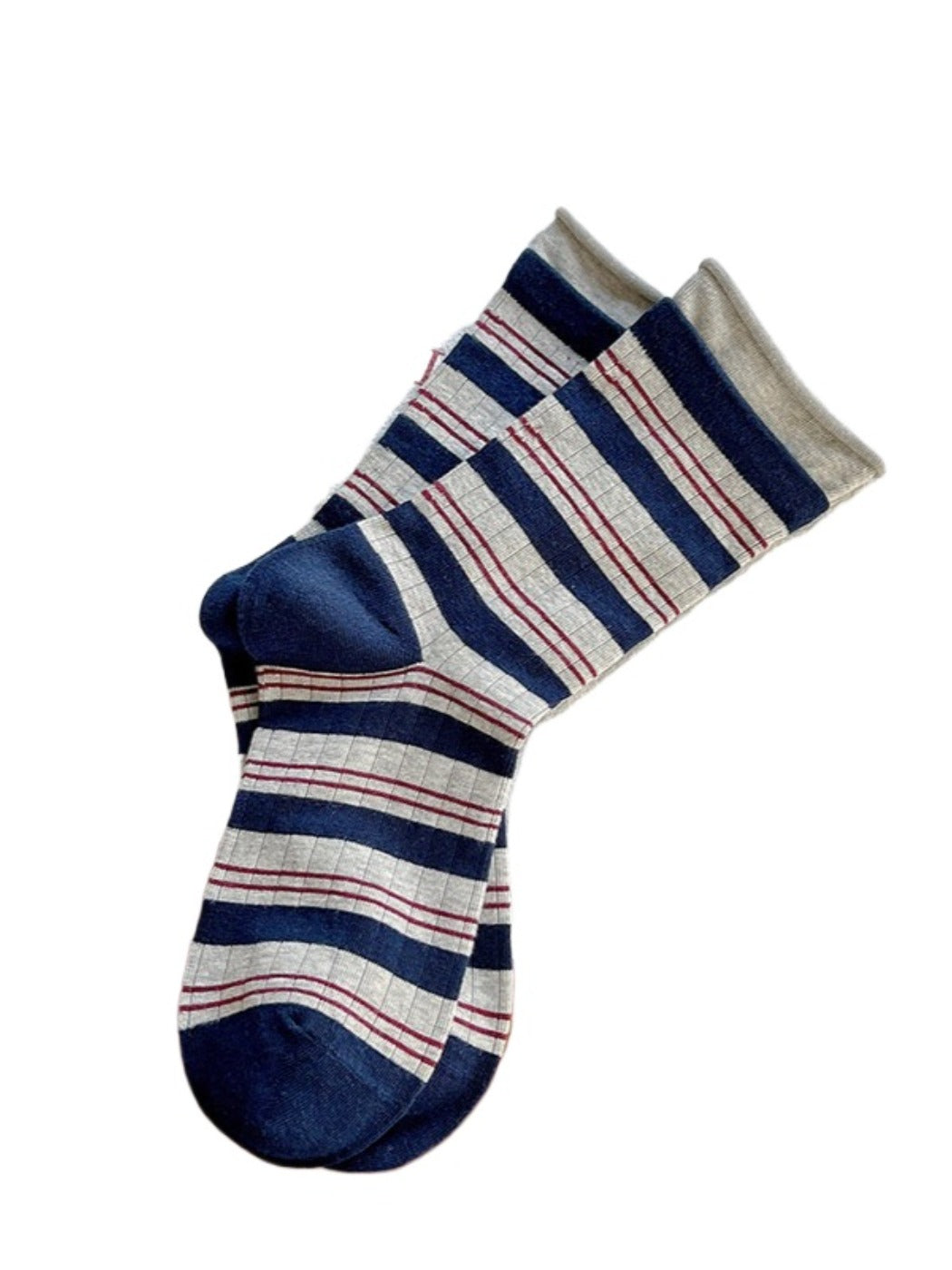 Rufia - Neutral Stripe Color-Block Crew Socks