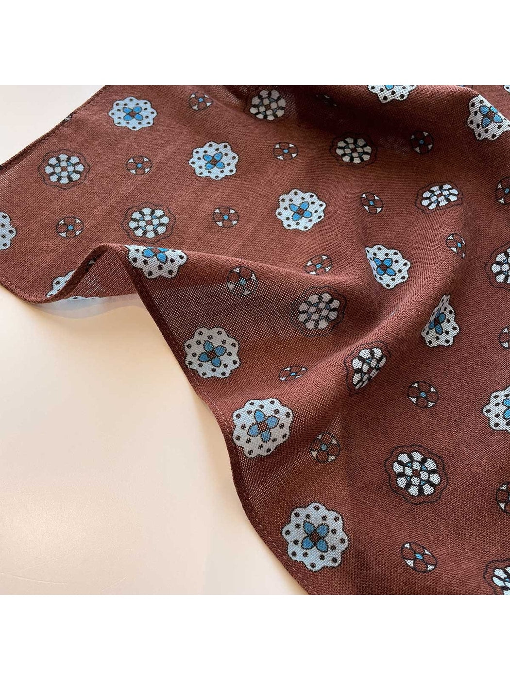 Scarvii - Geometric Flower Print Tassel Square Scarf