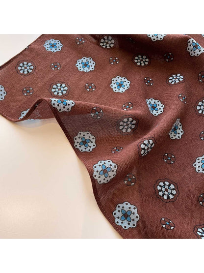 Scarvii - Geometric Flower Print Tassel Square Scarf
