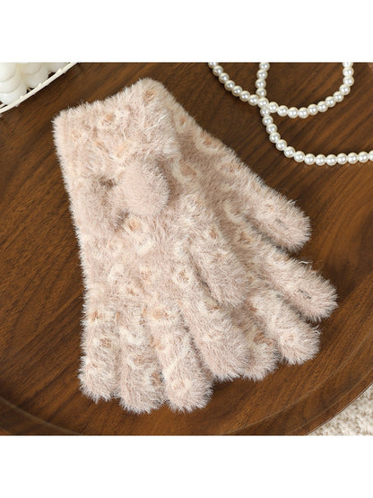 Gloving - Leopard Print Bow Accent Women's Gloves