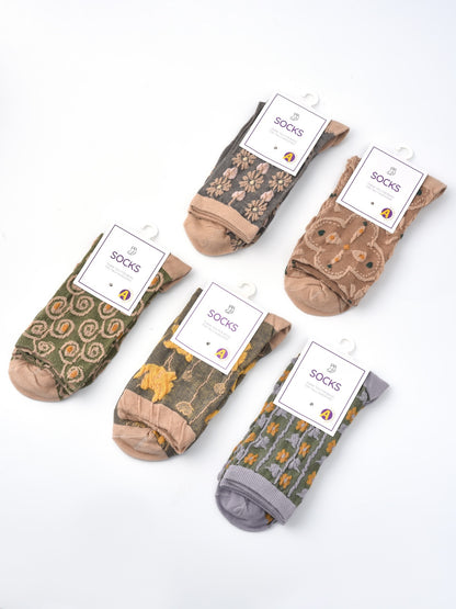 Rufia - Floral Knit Socks - Vintage & Stretchy