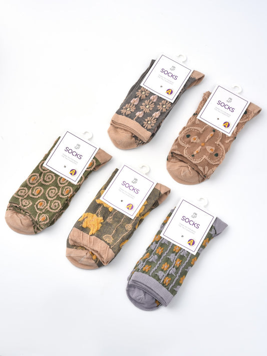Rufia - Floral Knit Socks - Vintage & Stretchy