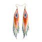 Earwish - Beaded Flag Tassel Earrings - Colorful & Boho