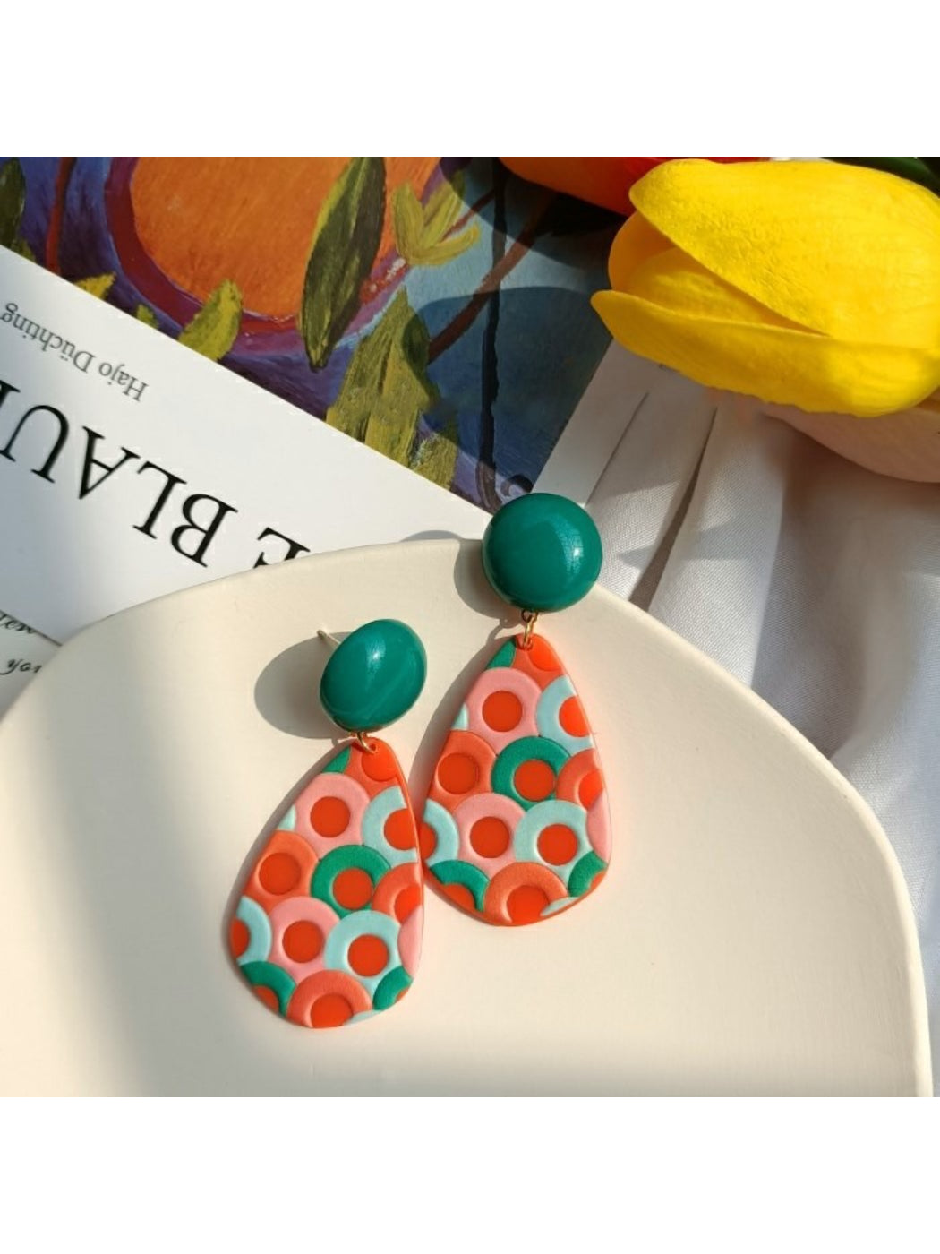 Earwish Colour Pop Teardrop Earrings in vibrant multicolor design