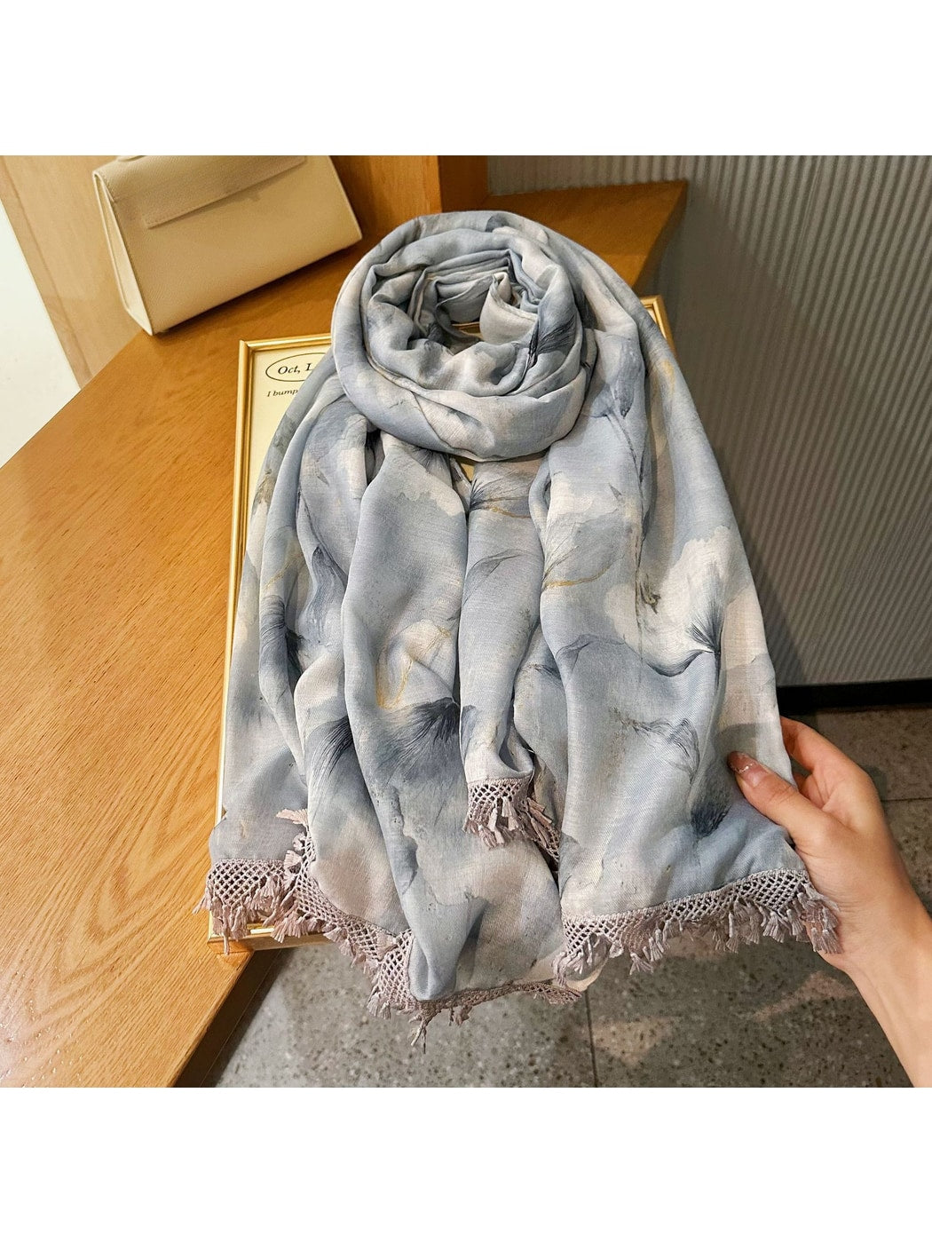 Scarvii - Summer Light Blue Floral Wrap Scarf