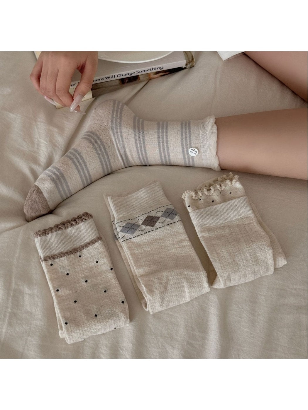 Rufia - Ruffle Cuff Polka Dot Socks