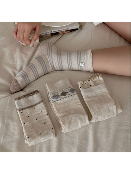 Rufia - Ruffle Cuff Polka Dot Socks