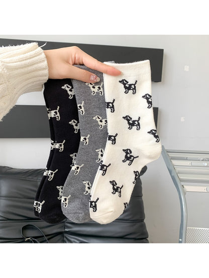 Rufia - Playful Dog Motif Crew Socks