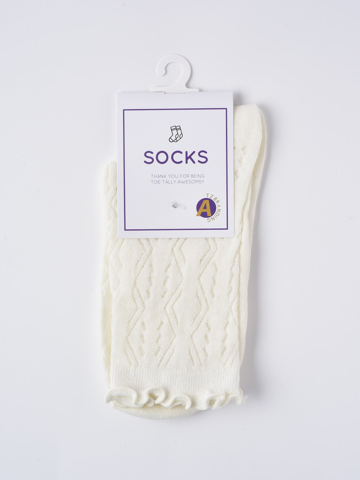 Rufia - Solid Color Picot-Edge Ankle Socks