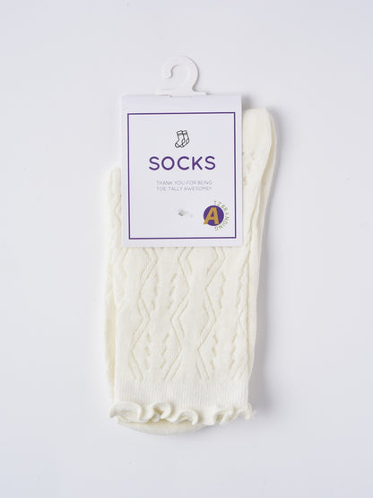 Rufia - Solid Color Picot-Edge Ankle Socks