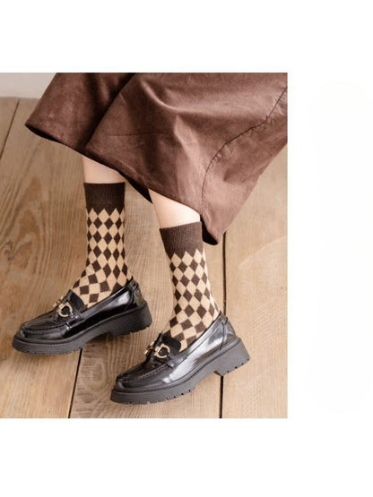 Rufia - Retro Argyle Warm Crew Socks