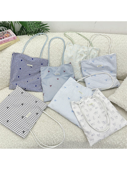 Cosbai – Sweet Gingham Shoulder Tote Bag