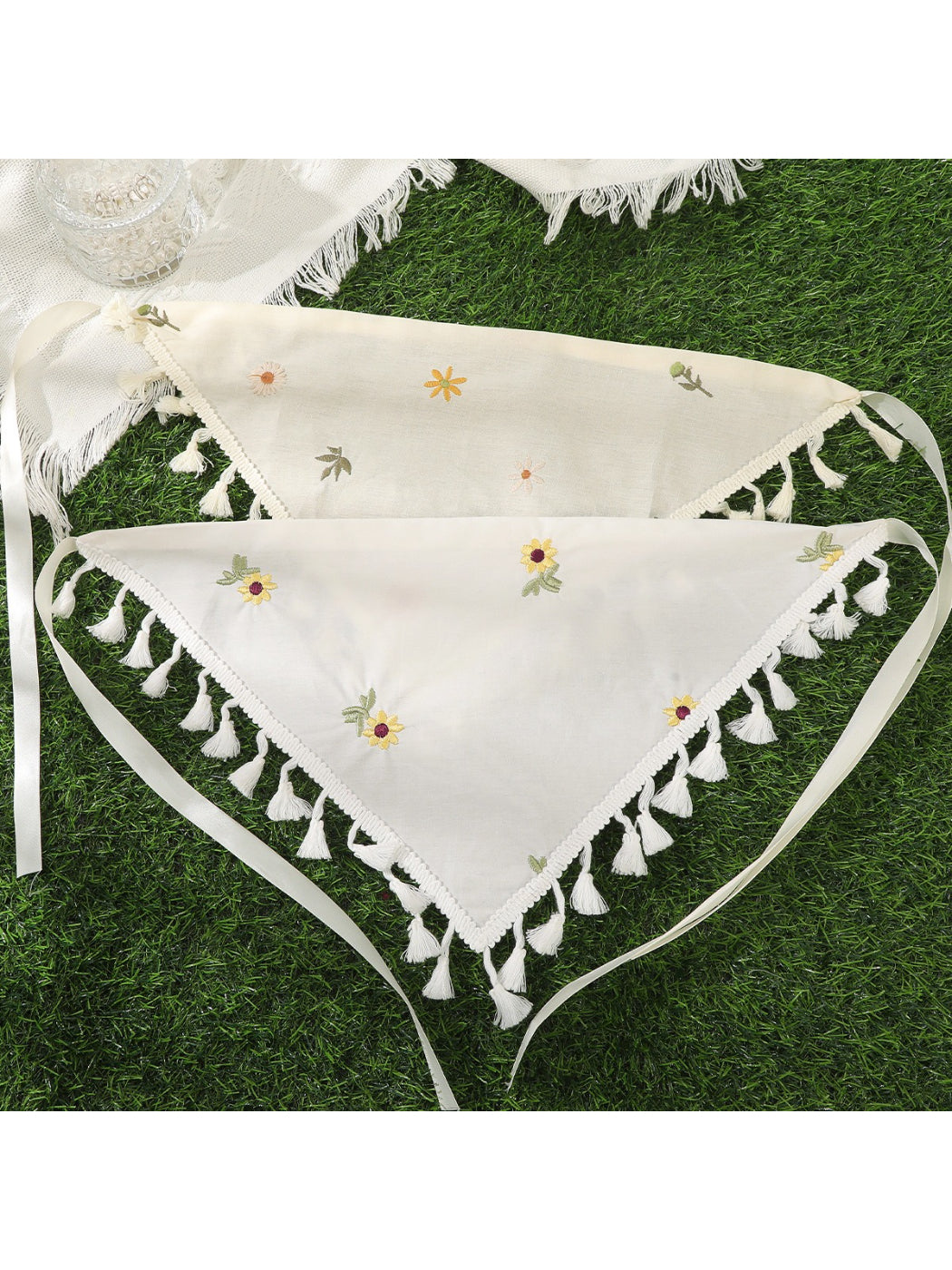 Scarvii Boho Floral Tassel Triangle Scarf