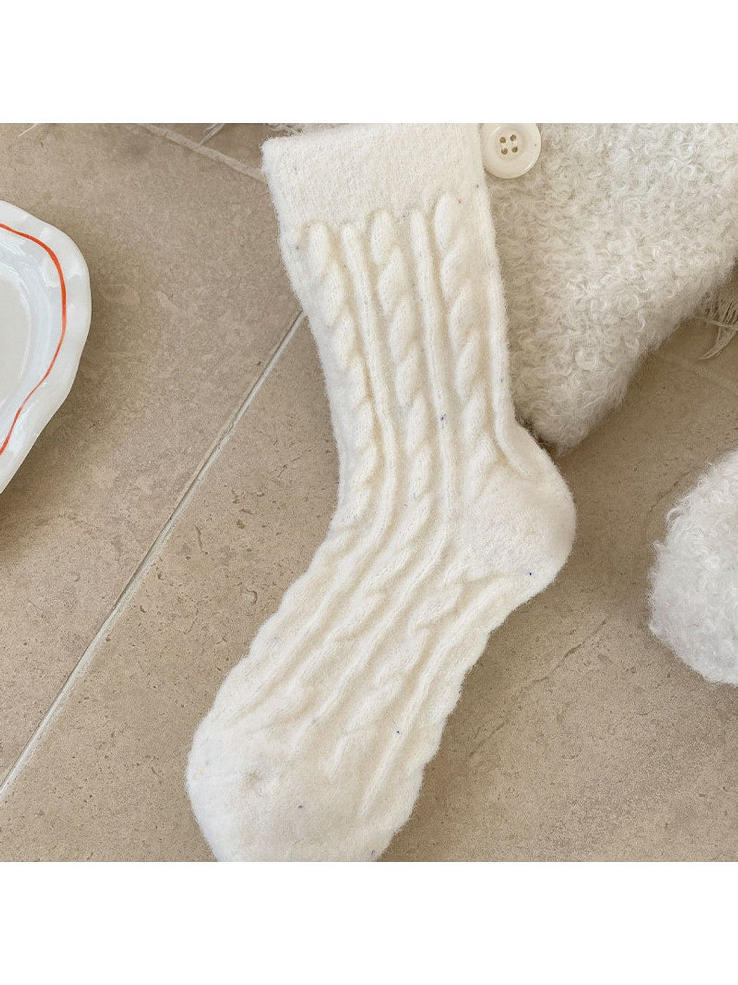 Rufia - Textured Everyday Casual Crew Socks