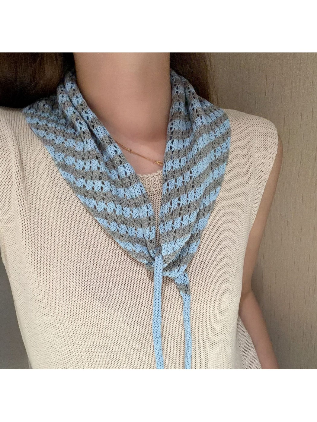 Scarvii - Geometric Stripe Tie-End Triangle Scarf