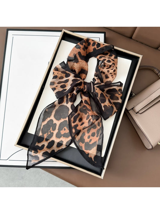 Scarvii - Leopard Print Long Ribbon Style Scarf