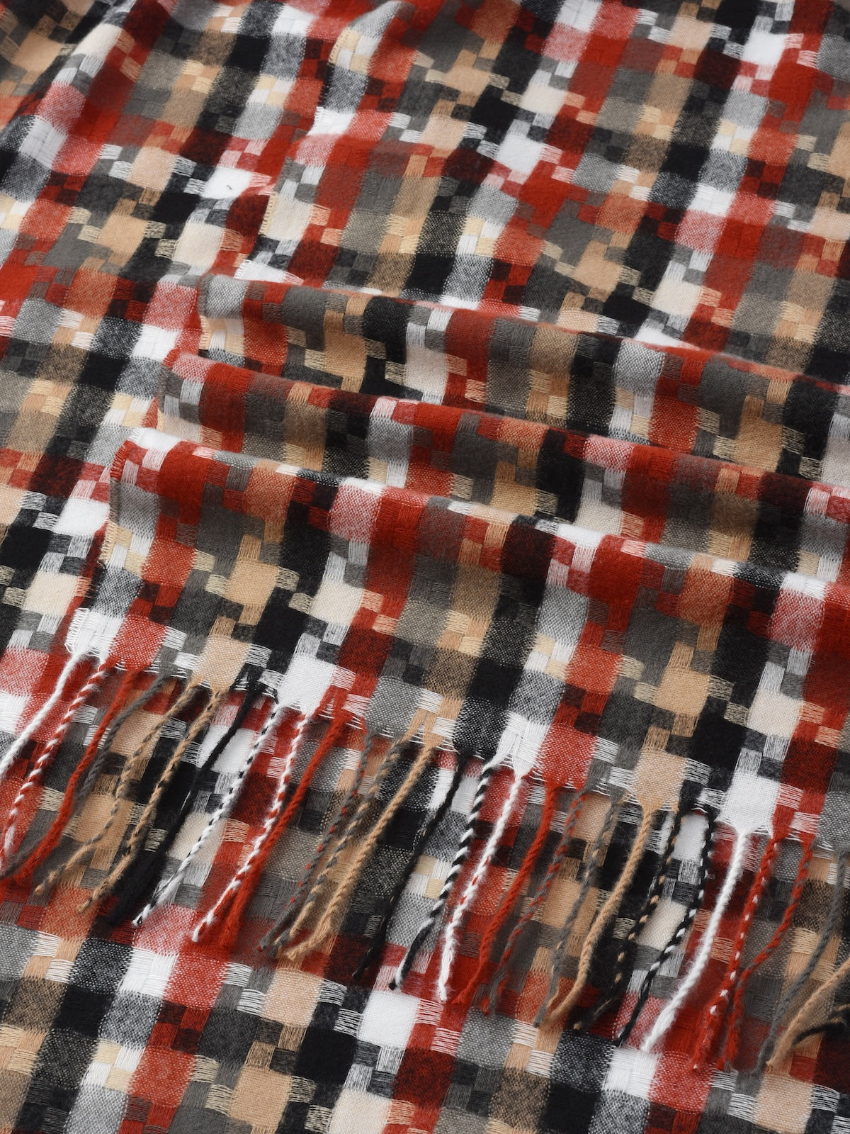 Scarvii – Pixel Plaid Fringe Scarf