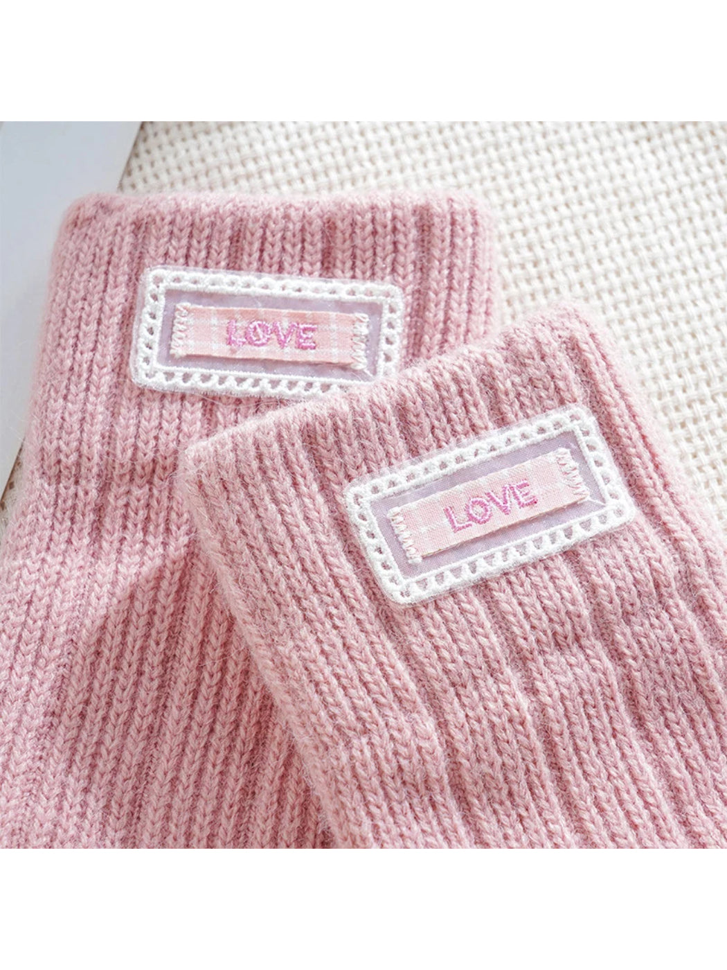 Gloving - Fuzzy Texture Ribbed Cuff Gloves