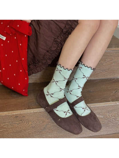 Rufia - Bow Pattern Frill Edge Crew Socks product image 1