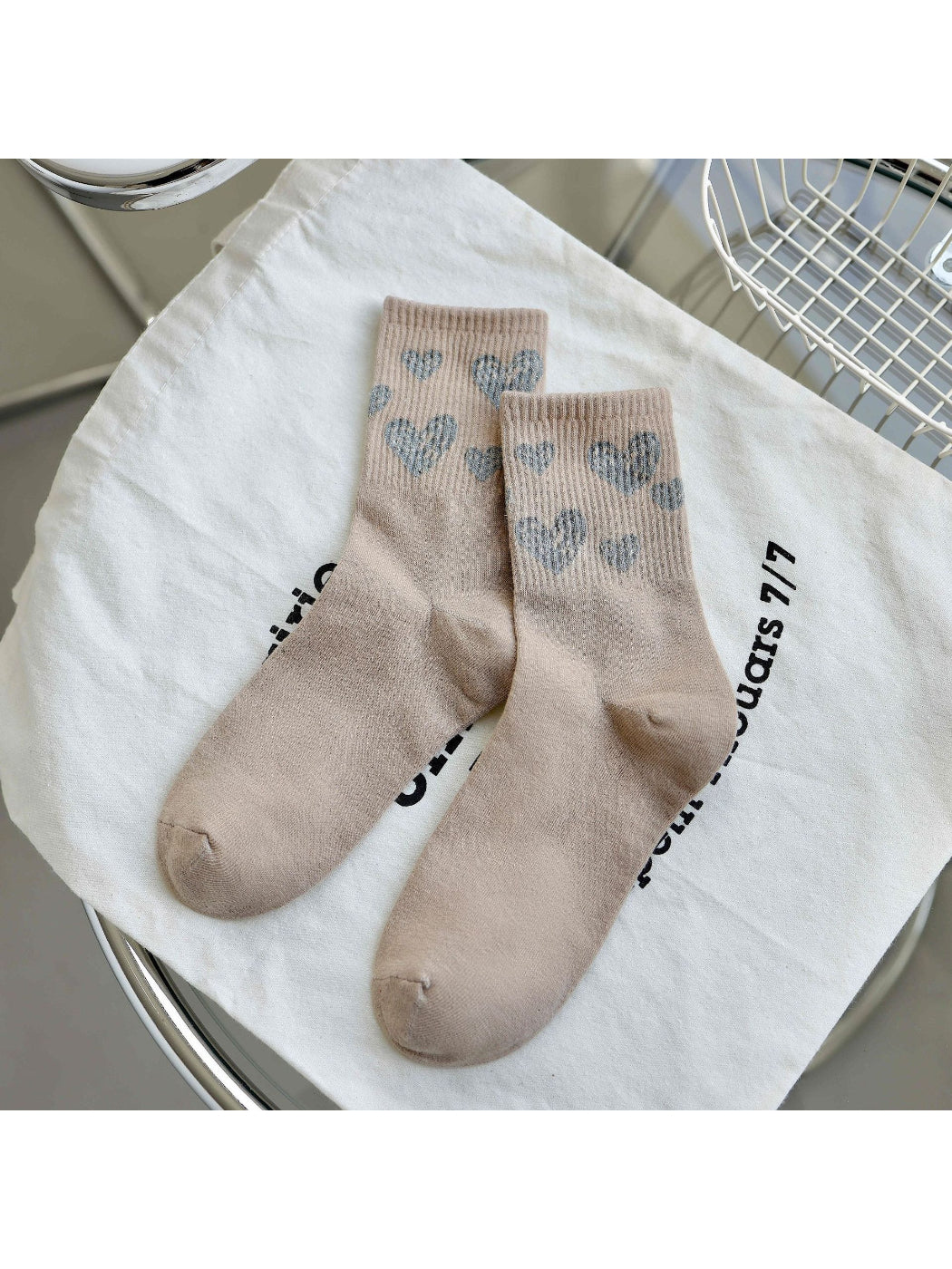 Rufia - Sketch Heart Motif Crew Socks
