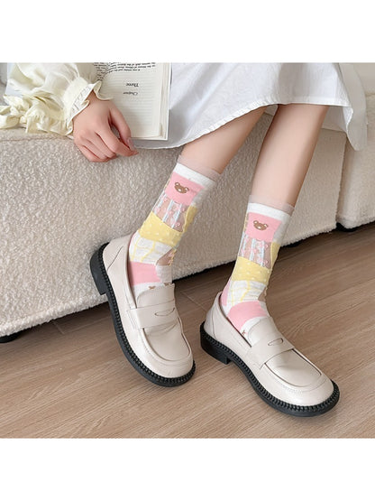 Rufia - Teddy Patchwork Sheer Crew Socks product image 2