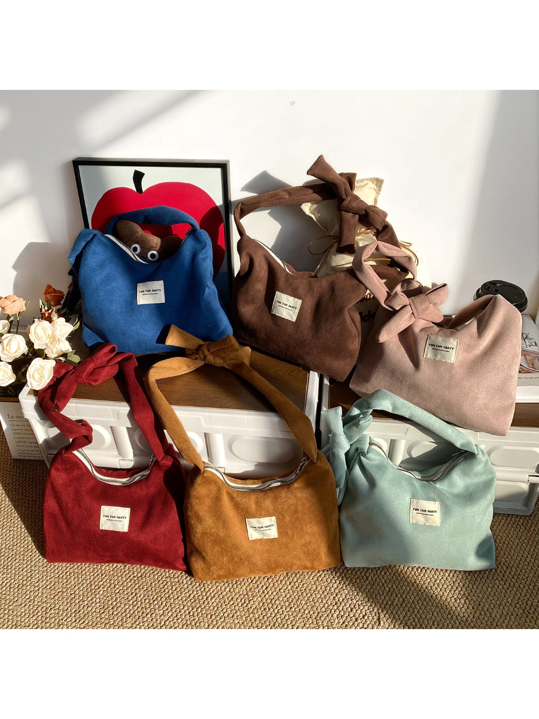 Cosbai slouchy everyday shoulder bag in soft beige with strap