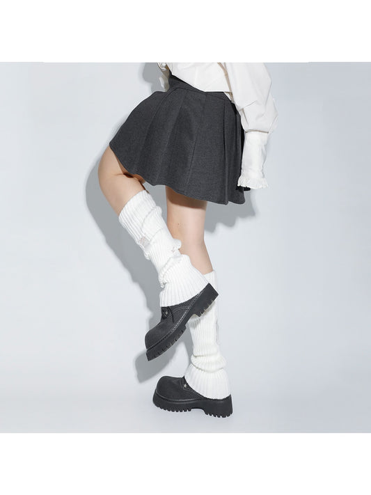 Cozyra - Solid Color Distressed Knit Leg Warmers