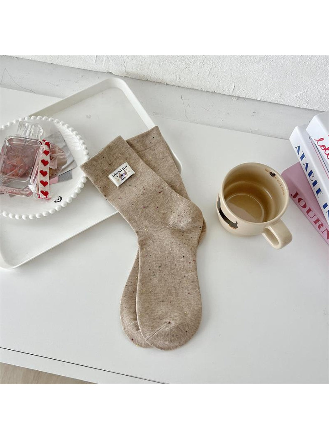 Rufia - Dachshund Detail Speckled Crew Socks