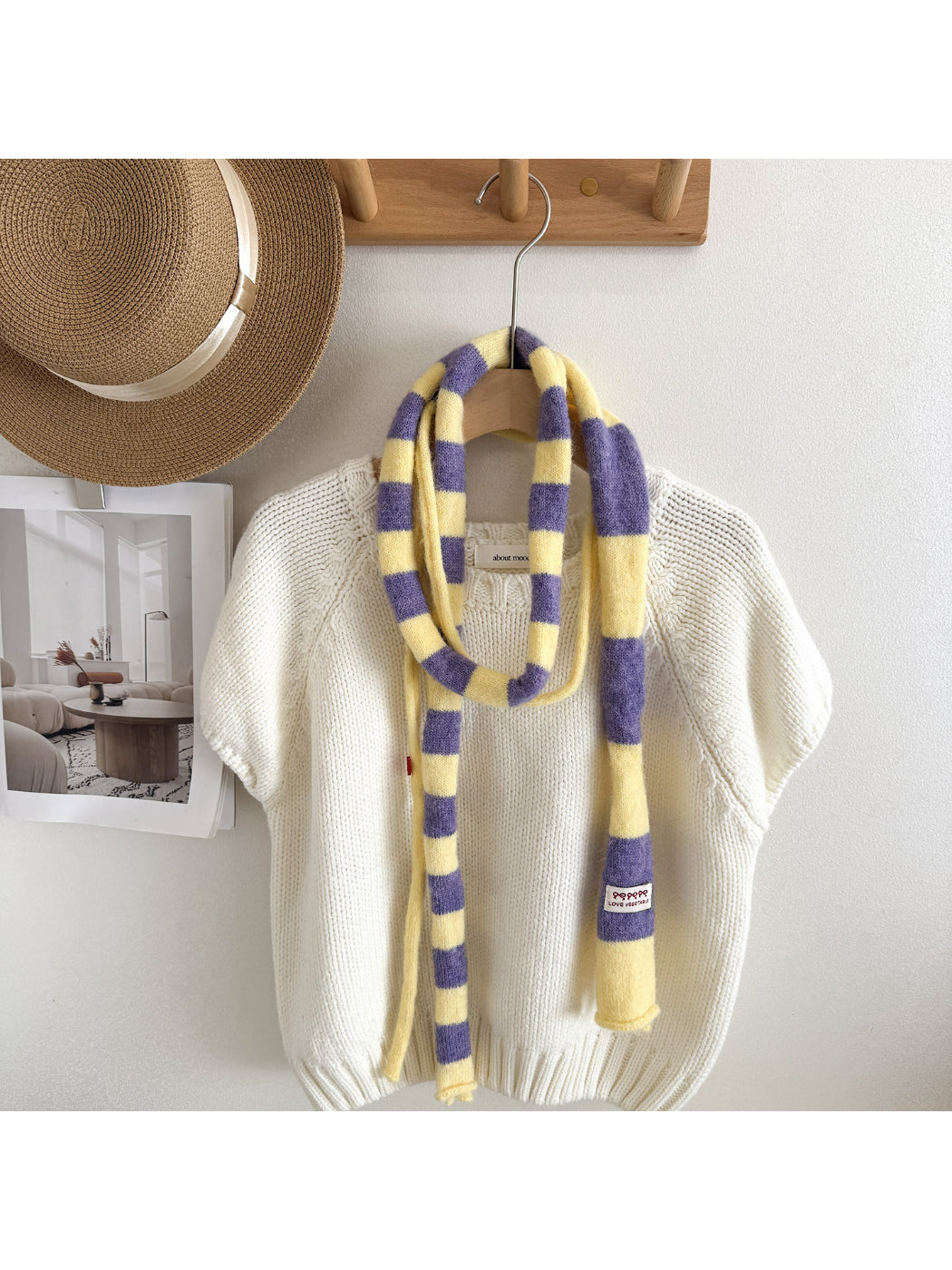 Scarvii - Soft Striped Knit Narrow Scarf