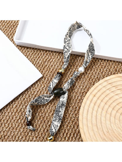Scarvii - Decorative Long Beaded Fashion Narrow Scarf