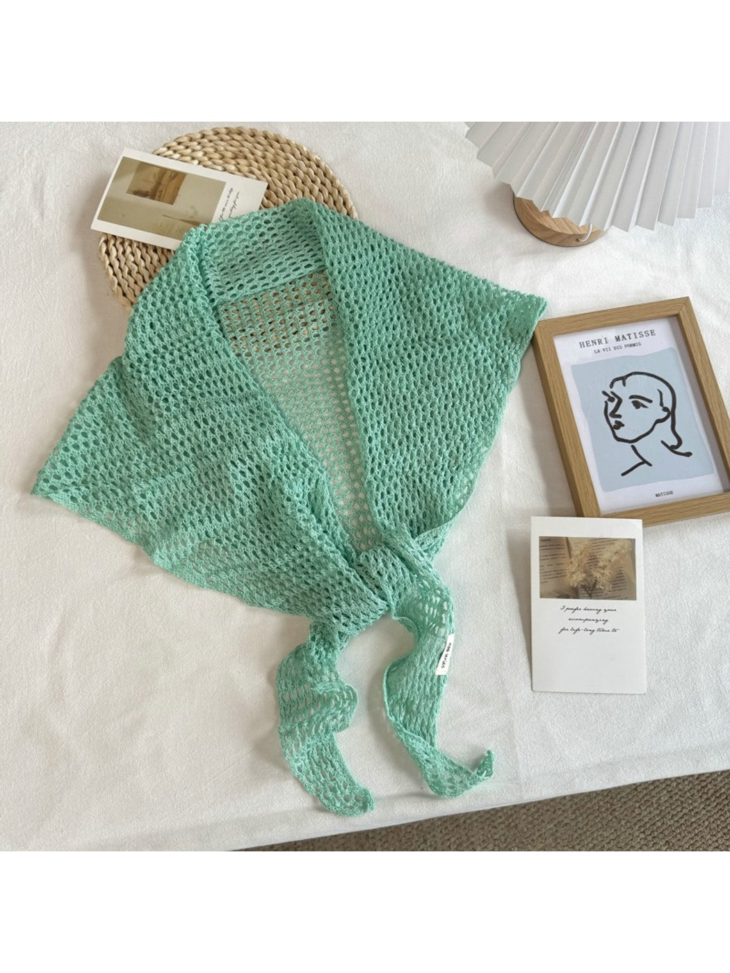 Scarvii - Openwork Knit Triangle Scarf